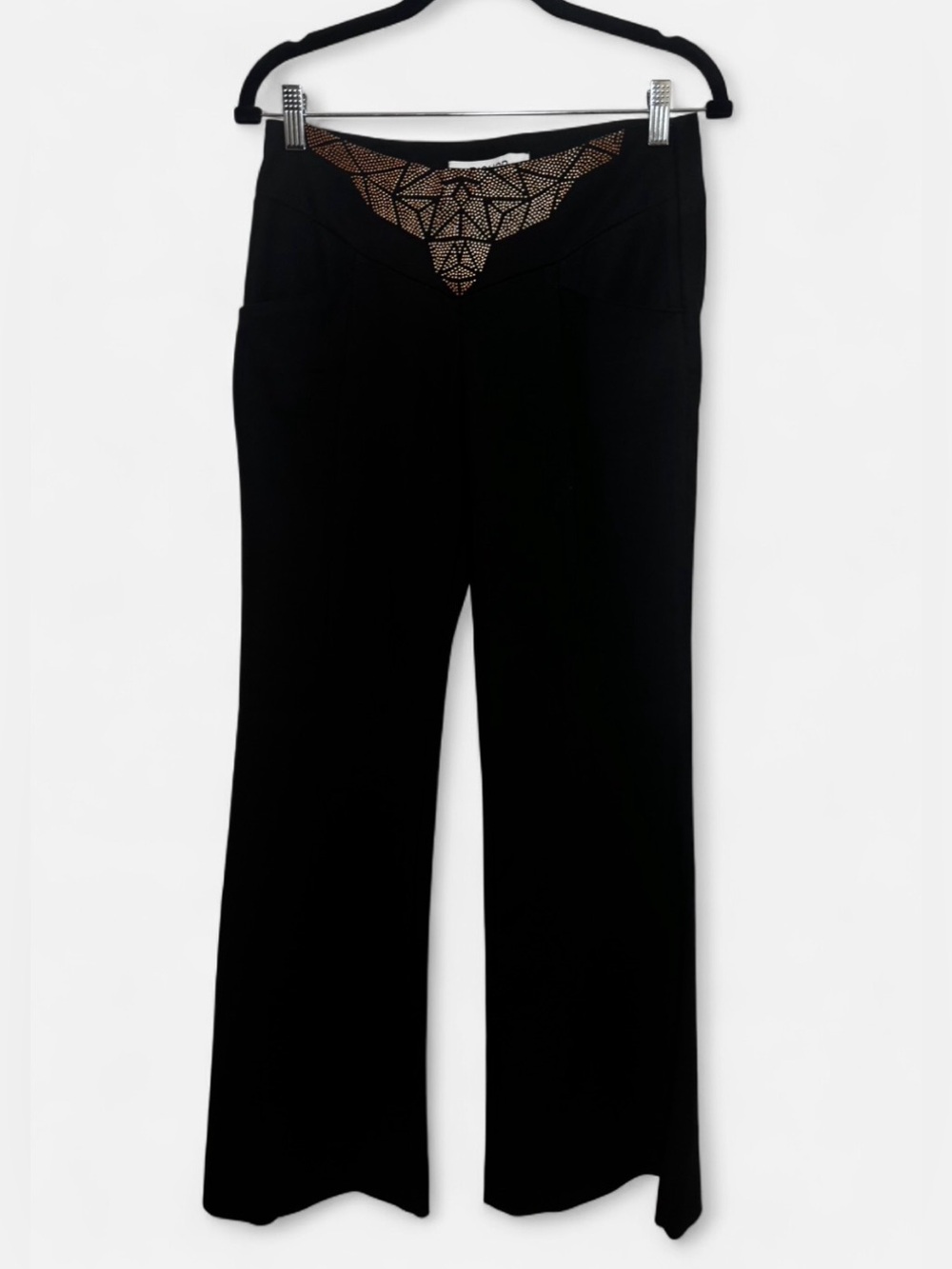 Bishop of Seventh Black Studded Wide Leg Dress Pants Trousers Gold Studs Size 26